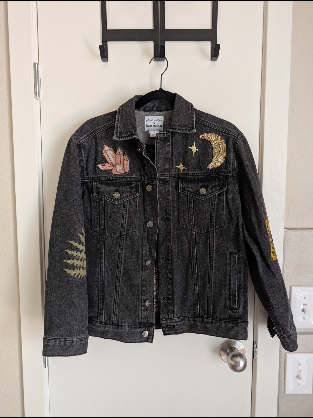 Free People Denim And Bone Mushroom And Moon Jacket - Picture 2 of 7